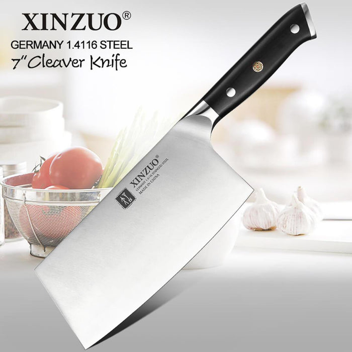 Xinzuo B13S 6.5" German High Carbon Steel Kitchen Cleaver with Ebony Handles