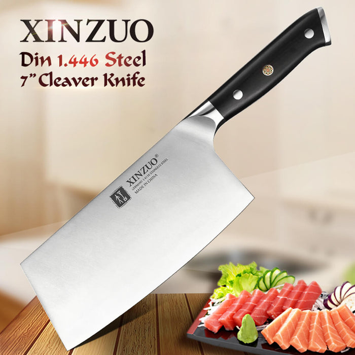 Xinzuo B13S 6.5" German High Carbon Steel Kitchen Cleaver with Ebony Handles