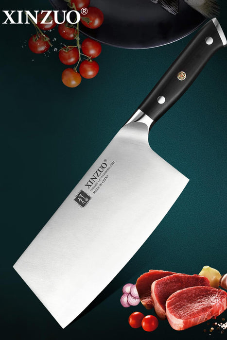 Xinzuo B13S 6.5" German High Carbon Steel Kitchen Cleaver with Ebony Handles