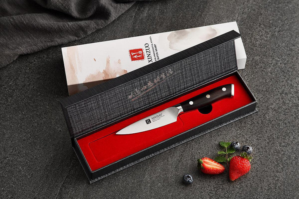 Xinzuo B13S 3.5" German High Carbon Stainless Steel Paring Knife with Ebony Handles