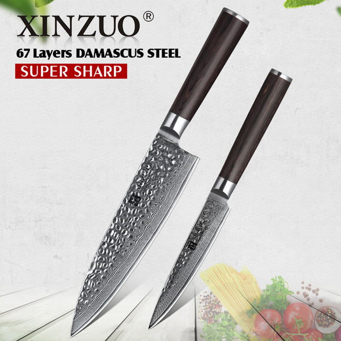 Xinzuo B1H 2 Pcs 67 Layer Damascus Steel Chef and Utility Knife Set 4
