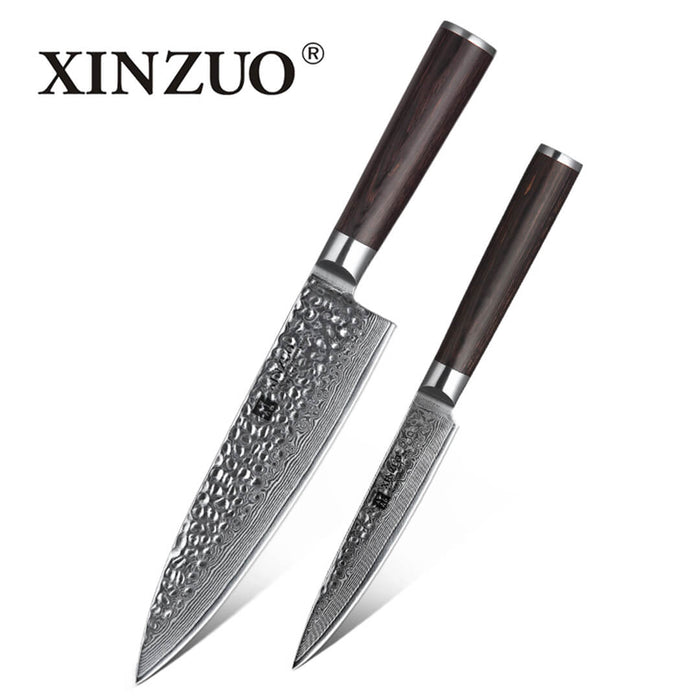 Xinzuo B1H 2 Pcs 67 Layer Damascus Steel Chef and Utility Knife Set 5