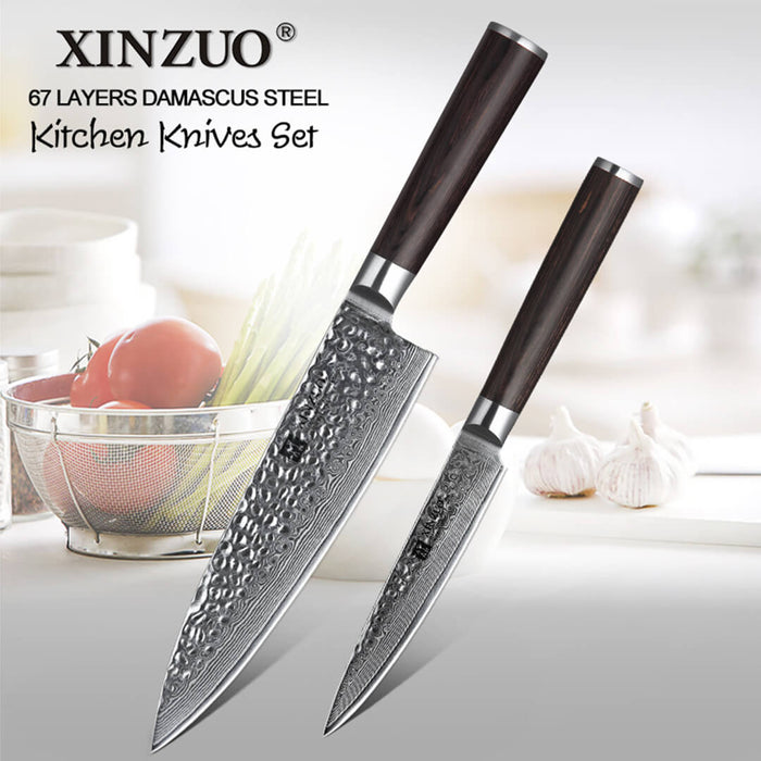 Xinzuo B1H 2 Pcs 67 Layer Damascus Steel Chef and Utility Knife Set 6