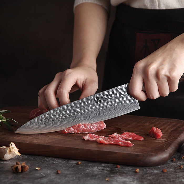 Xinzuo B1H 3 Pcs 67 Layer Damascus Steel Knife Set with Pakka Wood Handle