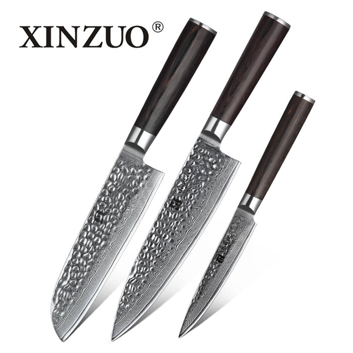 Xinzuo B1H 3 Pcs 67 Layer Damascus Steel Kitchen Knife Set 5