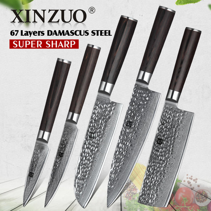Xinzuo B1H 5 Pcs 67 Layer Damascus Steel Chef Knife Set 10
