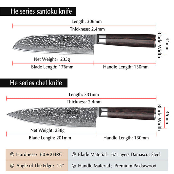 Xinzuo B1H 5 Pcs 67 Layer Damascus Steel Chef Knife Set 12