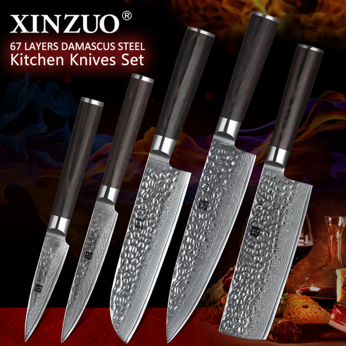 Xinzuo B1H 5 Pcs 67 Layer Damascus Steel Chef Knife Set 9