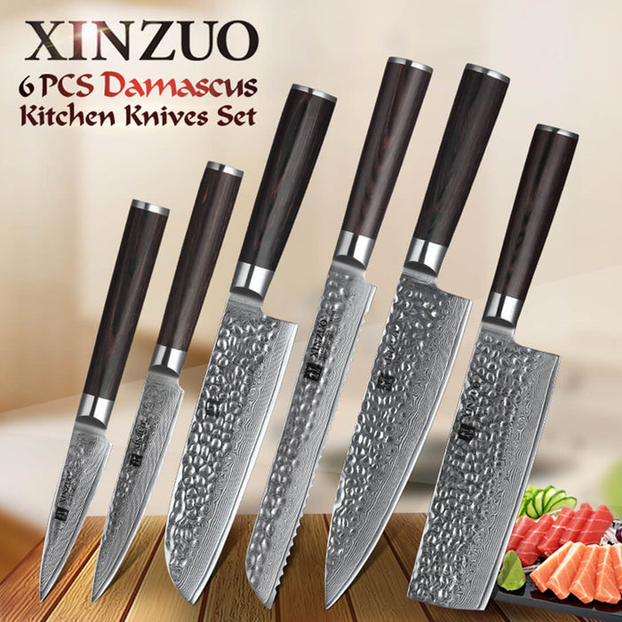 Xinzuo B1H 6 Pcs 67 Layer Damascus Steel Chef Knife Set 12