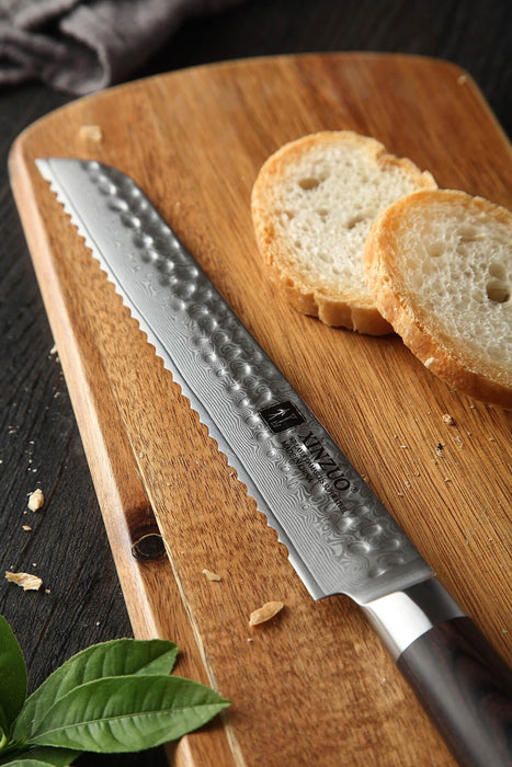 Xinzuo B1H 8" 67 Layer Damascus Bread Knife VG10 Damascus Steel Bread Knife Open Box