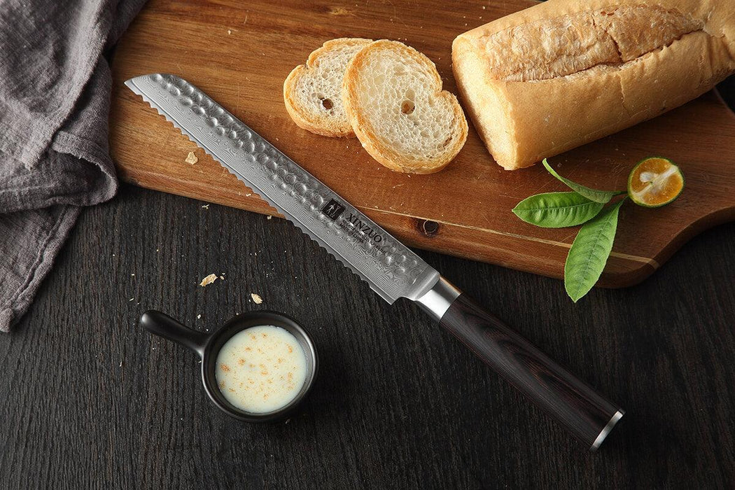 Xinzuo B1H 8" 67 Layer Damascus Bread Knife VG10 Damascus Steel Bread Knife Open Box