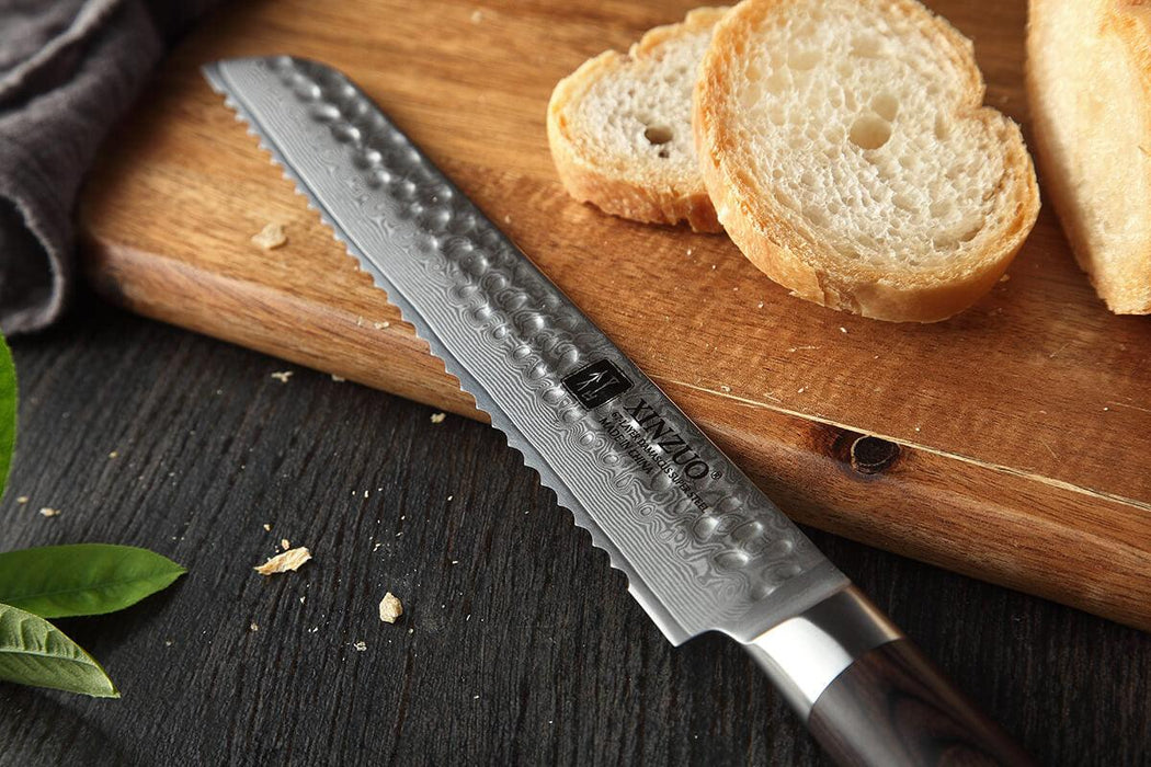 Xinzuo B1H 8" 67 Layer Damascus Bread Knife VG10 Damascus Steel Bread Knife