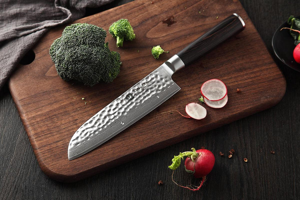 Xinzuo B1H 5" 67 layer Damascus Santoku Knife Damascus Steel