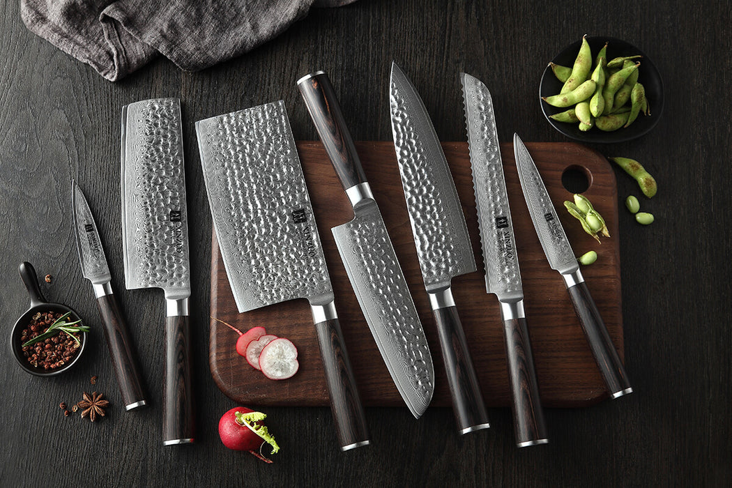 Xinzuo B1H 7 pcs 67 Layer Damascus Steel Kitchen Knife Set