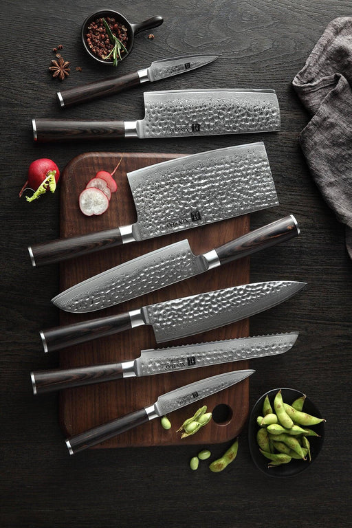 TBG 3 Knife Set Japanese Damascus Stainless Steel Kitchen Chef Santoku  Utility – The Bamboo Guy