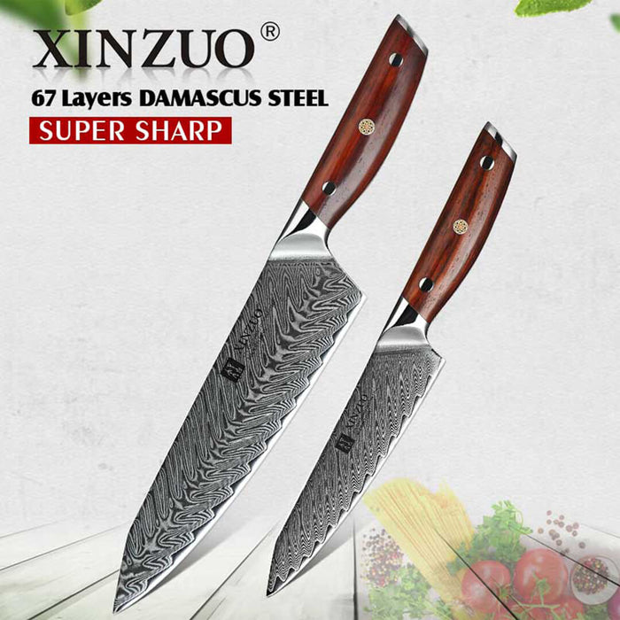 Xinzuo B27 2 Pcs Japanese Damascus Chef knife Set 10