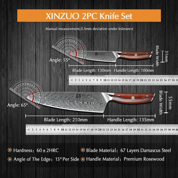 Xinzuo B27 2 Pcs Japanese Damascus Chef knife Set 7
