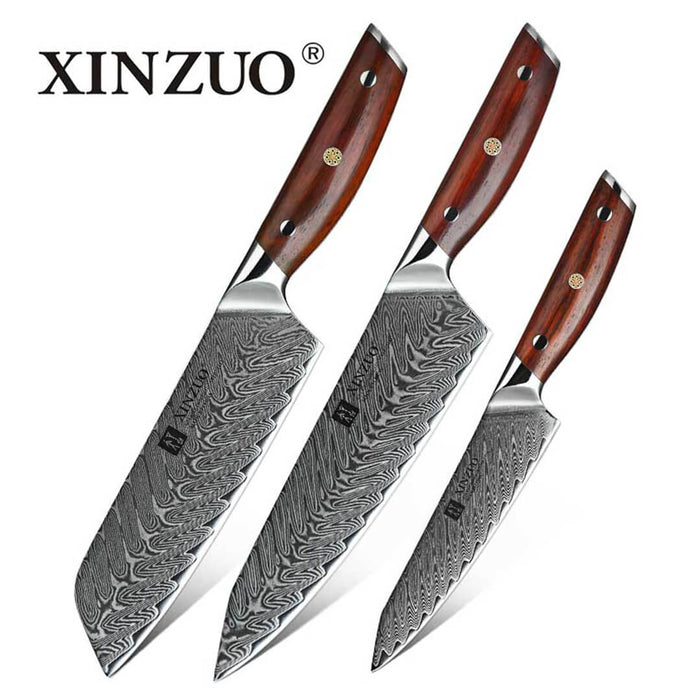 Xinzuo B27 3 Pcs 67 Layer Damascus Chef knife Set 10
