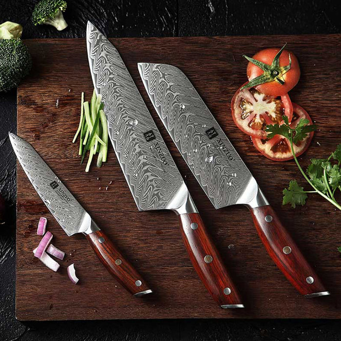 Xinzuo B27 3 Pcs 67 Layer Damascus Chef knife Set 6