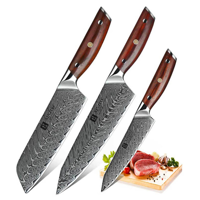 Xinzuo B27 3 Pcs 67 Layer Damascus Chef knife Set 8