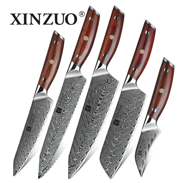 Xinzuo B27 5 Pcs 67 Layer Damascus Chef knife Set 11