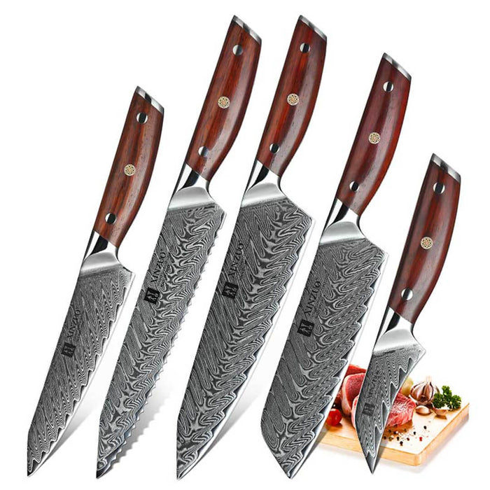 Xinzuo B27 5 Pcs 67 Layer Damascus Chef knife Set 8