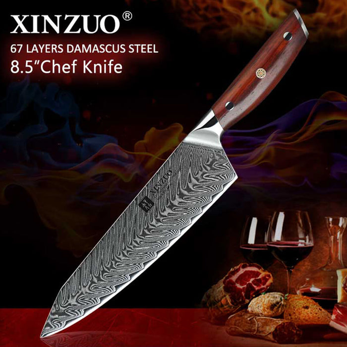 Xinzuo B27 67 Layer Japanese Damascus Chef Knife 7