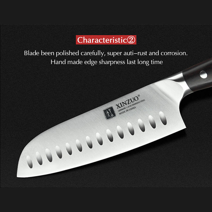 Xinzuo B35 3 Pcs German Carbon Steel Knife Set Chef knife, Santoku knife and Utility Knife