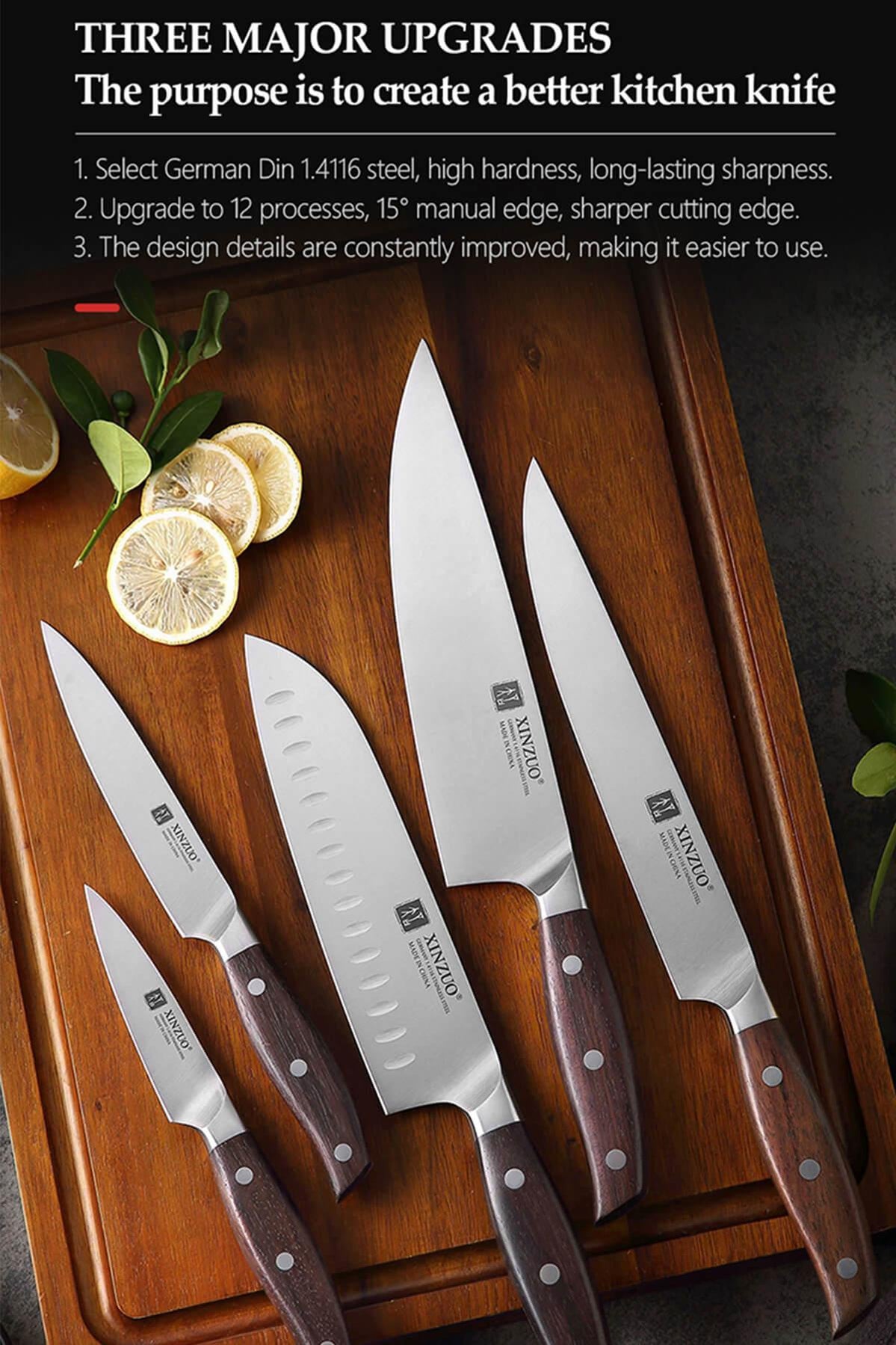 Xinzuo B35 5 Pcs German Steel Kitchen Knife Set with Carbon Steel The