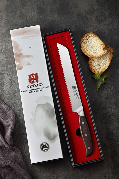 Xinzuo B35 German Stainless Steel Bread Knife gift box
