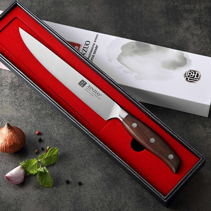 Xinzuo B35 German Stainless Steel Meat Carving Knife Sandalwood Handle gift box