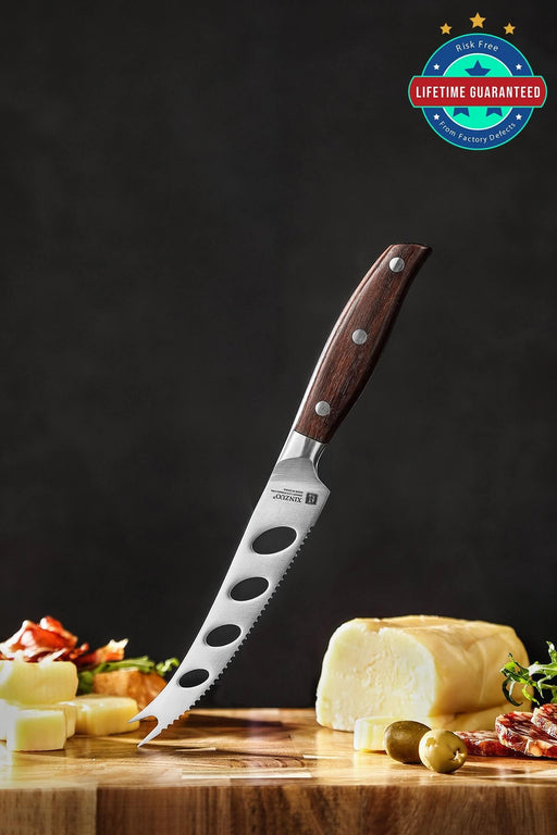 Xinzuo B35 German Stainless Steel Red Sandalwood Kitchen Cheese Knife Open Box