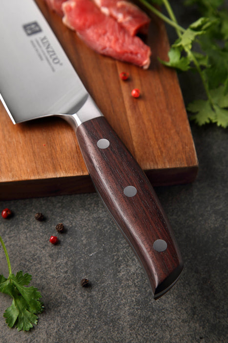 Xinzuo B35 High Carbon Steel Chef Knife Red Sandalwood Handle 3