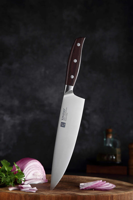 Xinzuo B35 High Carbon Steel Chef Knife Red Sandalwood Handle 4