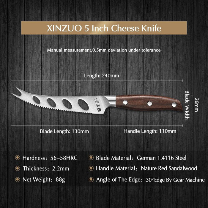 Xinzuo B35 German Stainless Steel Red Sandalwood Kitchen Multi-Use Cake Cheese Knife - The Bamboo Guy