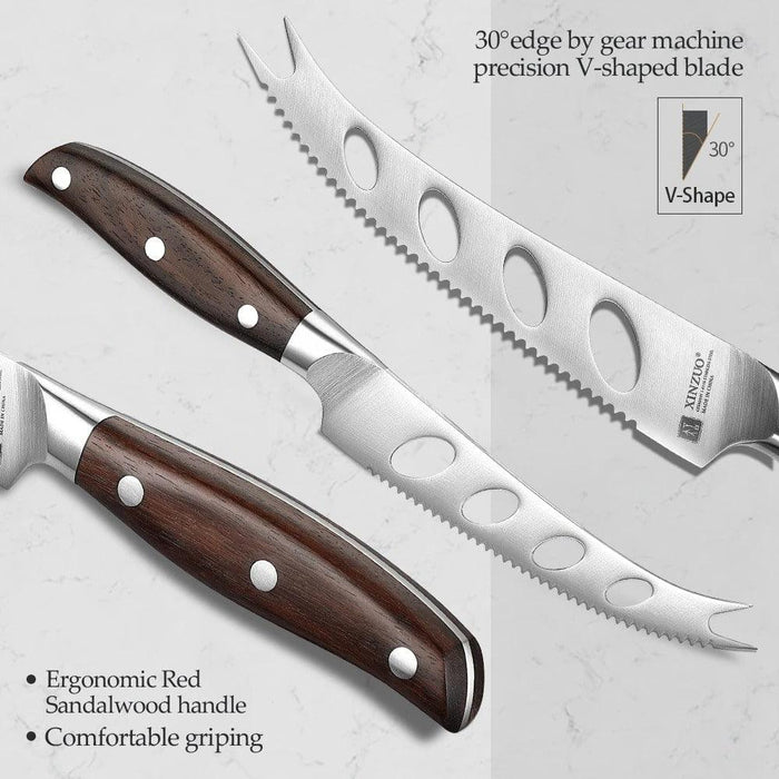 Xinzuo B35 German Stainless Steel Red Sandalwood Kitchen Multi-Use Cake Cheese Knife - The Bamboo Guy