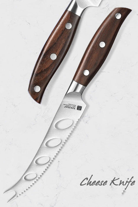 Xinzuo B35 German Stainless Steel Red Sandalwood Kitchen Multi-Use Cake Cheese Knife - The Bamboo Guy