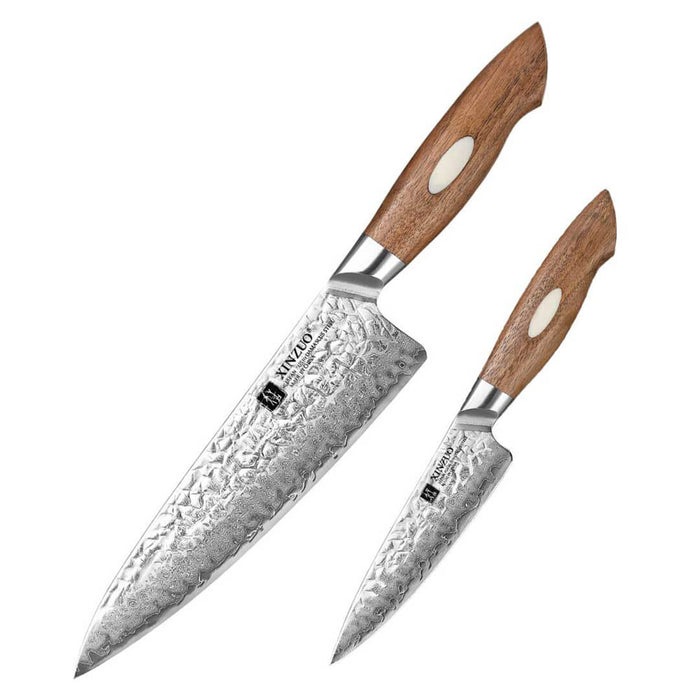 Xinzuo B46W 2 Pcs Damascus Chef Knife Set 67 Layer Genuine Japanese AUS-10 Steel