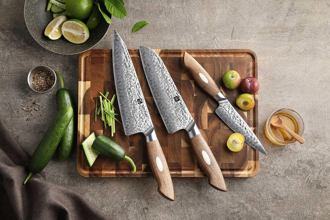 Xinzuo B46W 3 Pcs Damascus Chef Knife Set 67 Layer Genuine Japanese AUS-10 Steel