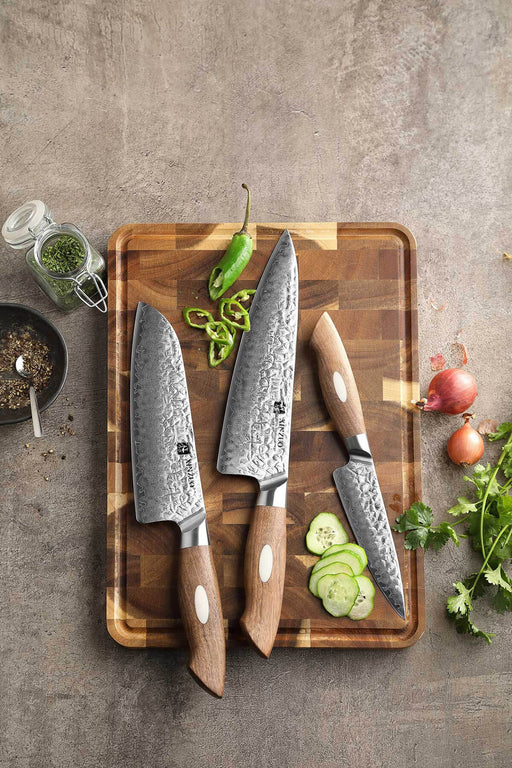 Xinzuo B46W 3 Pcs Damascus Chef Knife Set