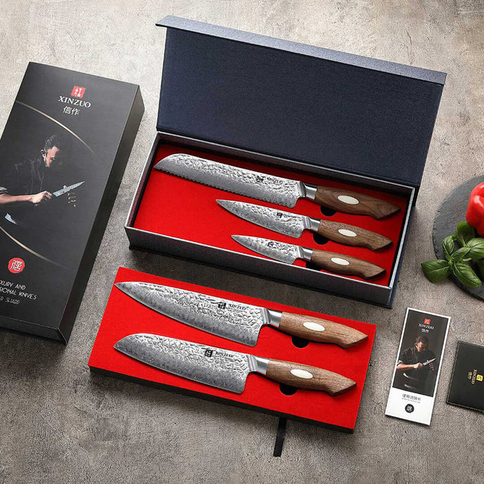 Xinzuo B46W 5 Pcs Damascus Chef Knife Set 67 Layer Genuine Japanese AUS-10 Steel