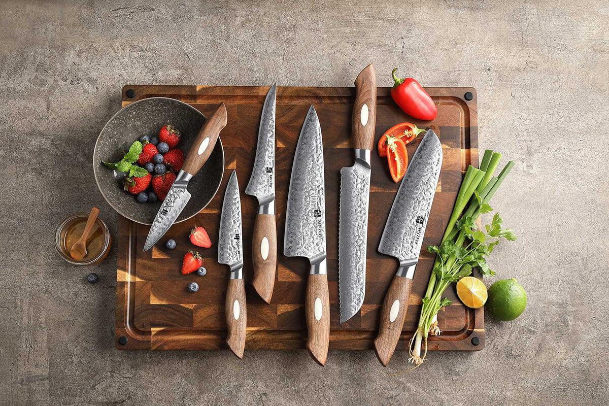 Xinzuo B46W 6 Pcs Damascus Chef Knife Set 67 Layer Genuine