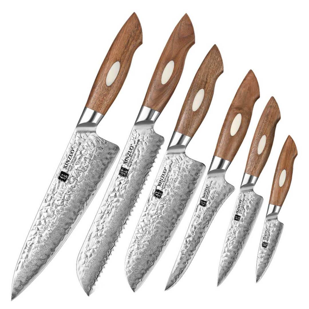Xinzuo B46W 6 Pcs Damascus Chef Knife Set 67 Layer Genuine