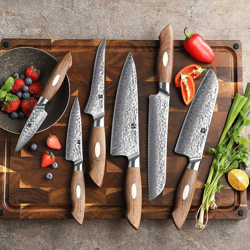 Xinzuo B46W 6 Pcs Damascus Chef Knife Set 67 Layer Genuine