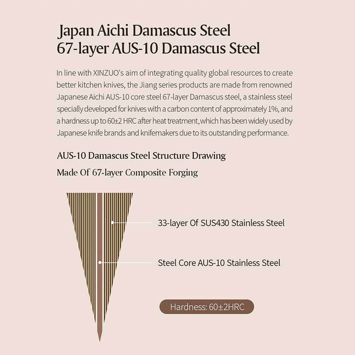 Xinzuo B46W 8" Damascus Gyuto Knife 67 Layer Genuine Japanese AUS-10 Steel