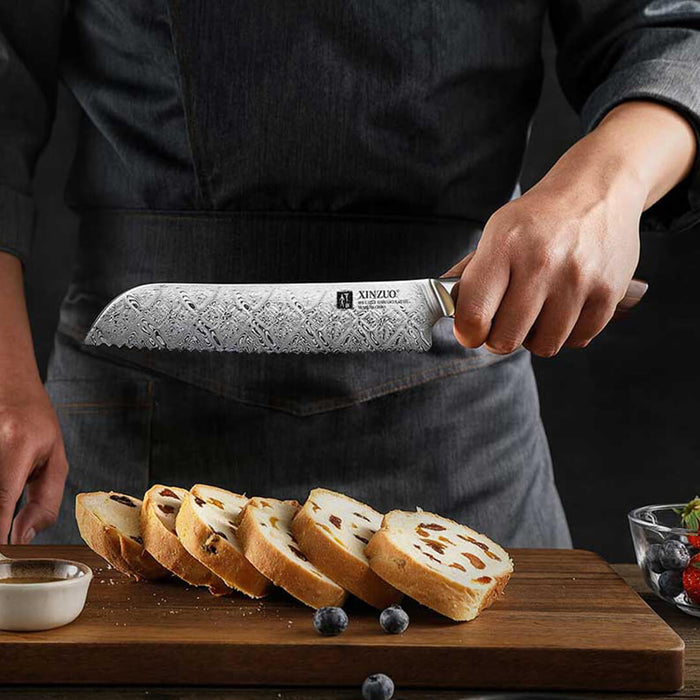 Xinzuo B46W Damascus Bread Knife 67 Layer Genuine Japanese