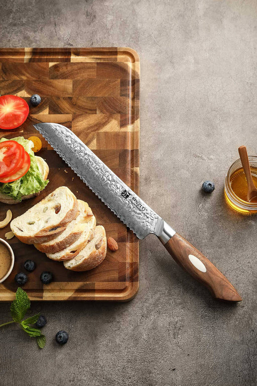 Xinzuo B46W 8.5" Damascus Bread Knife 67 Layer Genuine Japanese AUS-10 Steel