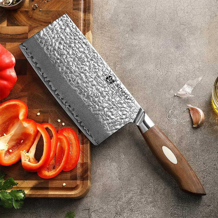 Xinzuo B46W 7" Damascus Cleaver Knife 67 Layer Genuine Japanese AUS-10 Steel