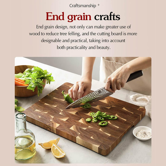 Xinzuo Cutting Board Brick End Grain Acacia Wood 15.7 inches 13