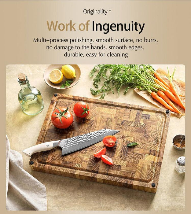 Xinzuo End Grain Teak Cutting Board 16.9"x12"x1.3"
